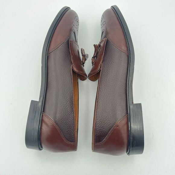 ADOLFO MEN’S Dress Shoes Loafers Brown Leather Tassels Hand Made In Italy 11 - Picture 7 of 10